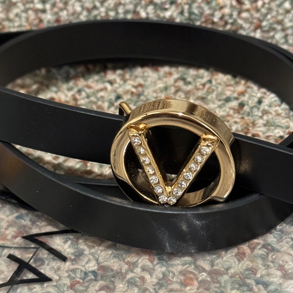 Valentino By Mario Valentino Black and Gold Belt - Picture 10 of 11